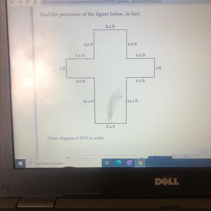 Find the perimeter of the figure below, in feet.8.2 ft6.6 ft6.6 ft6.6 ft6.6 ft2 ft-example-1