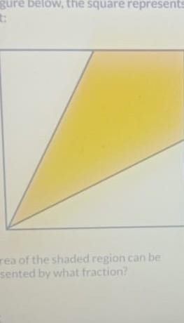 If the square represents 1 unit what is the fraction of the shaded area-example-1