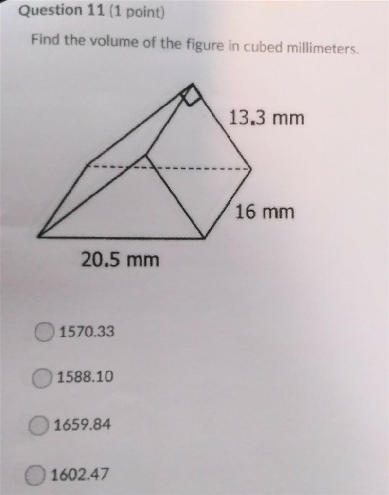 Find the volume of the figure and they queued millimeters.-example-1