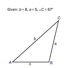 Solve the triangle. (Do not round until the final answer. Round angles to the nearest-example-1