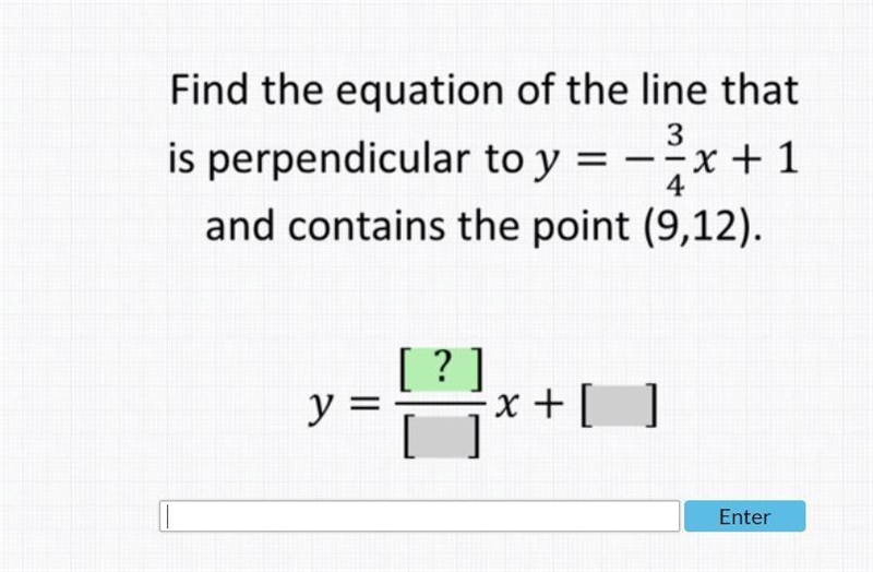 Find the equation of the line that is perpendicular to y=-3 x+1 and contains the point-example-1