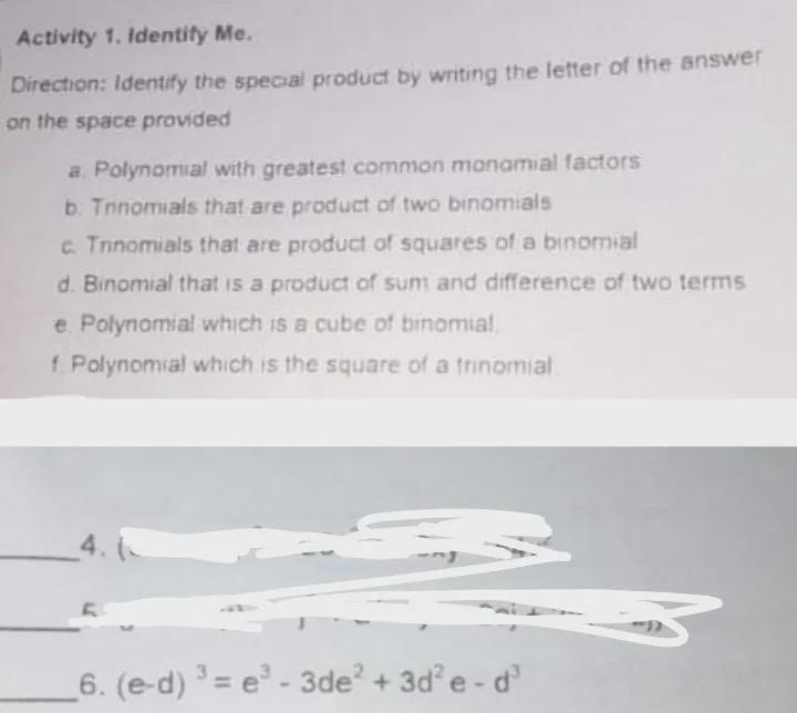 identify the special product by writing the letter of the answer provided. ( number-example-1