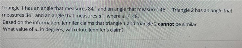 Triangle 1 has an angle that measures 34\degree34° and an angle that measures 48\degree-example-1