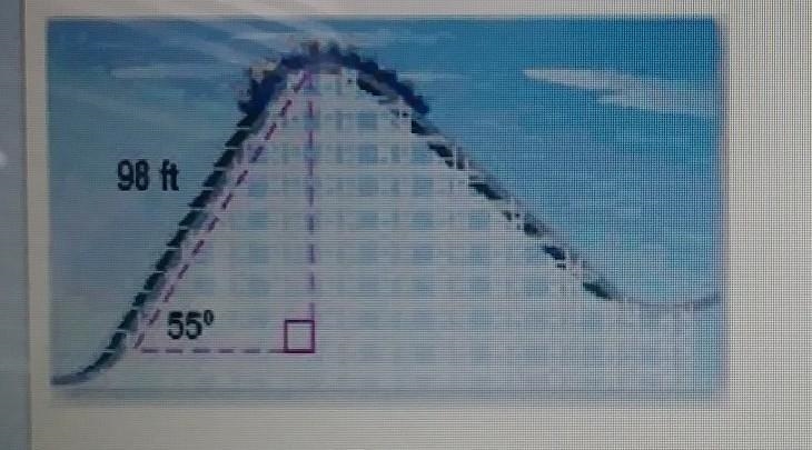 The angle of elevation for the hill of a roller coaster is 55 degrees. If the length-example-1