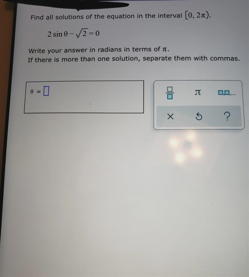 Find all solutions of the equation in the interval [0, 2 tt).-example-1