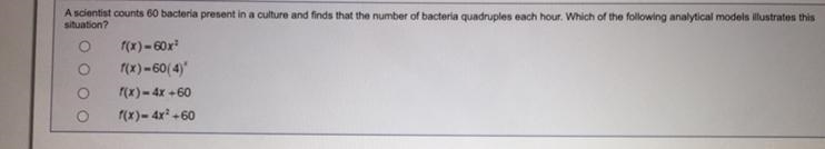 A scientist counts 60 bacteria present in a culture and finds that the number of bacteria-example-1