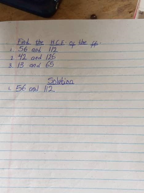 Find the H. C. F of 56 and 112-example-1