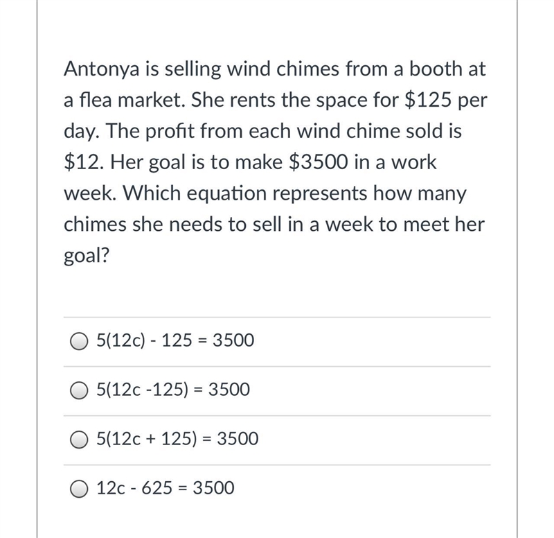 Antonya is selling wind chimes from a booth at a flea market. She rents the space-example-1