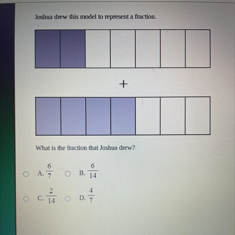 Joshua drew this model to represent a fraction-example-1