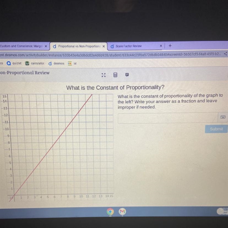 What is the constant of proportionality of the graph to the left?-example-1