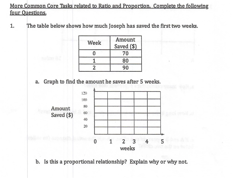 More Common Core Tasks related to Ratio and Proportion. Complete the followingfour-example-1