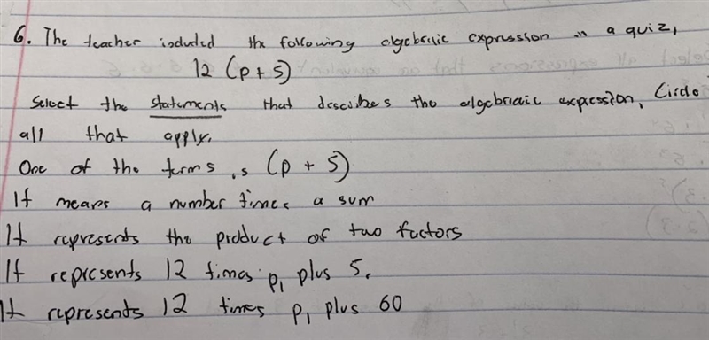 aloro6. The teacher included the following algebraic expressiona quiz,12 (pts nola-example-1