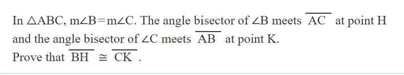 Help!!!!! give ton of points In ΔABC m∠B=m∠C. The angle bisector of ∠B meets AC at-example-1