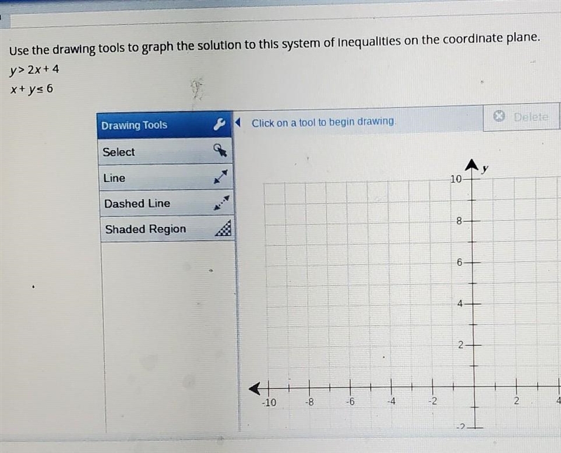 Next → Systems of Inequalities: Mastery Test Use the drawing tools to graph the solution-example-1