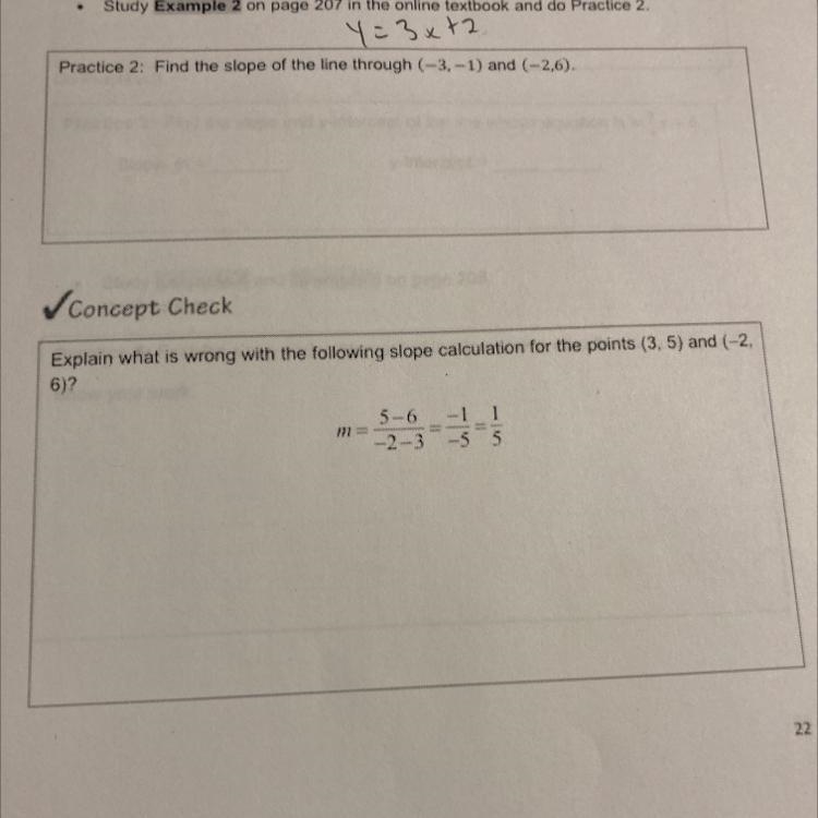 1. Find the slope 2.what is wrong with the following slopes ?-example-1