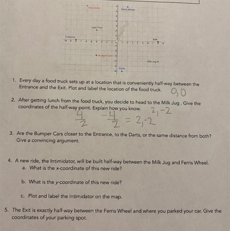 Use the map of the amusement park to answer the questions below. I need help on number-example-1