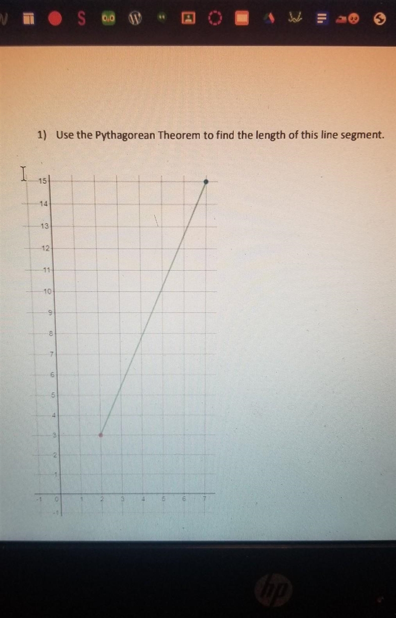 Use the Pythagorean theorem to find the length of this segment.-example-1