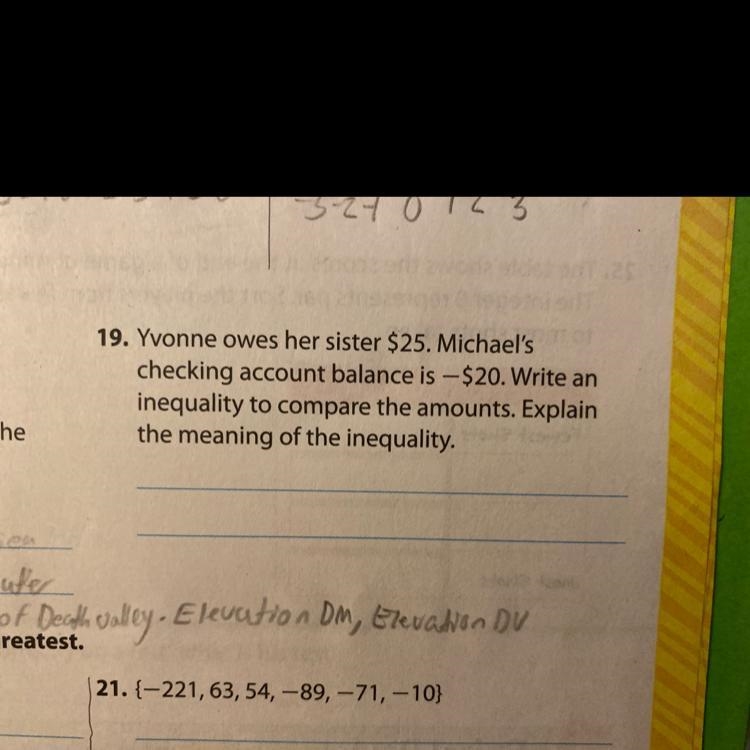 Young on her sister $25 Michael’s checking account balances -$20 write an inkling-example-1