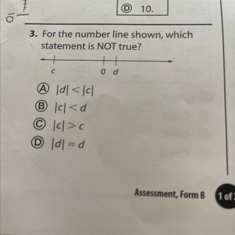 3. For the number line shown, which statement is NOT true?-example-1