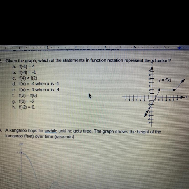 2. Given the graph, which of the statements in function notation represent the situation-example-1