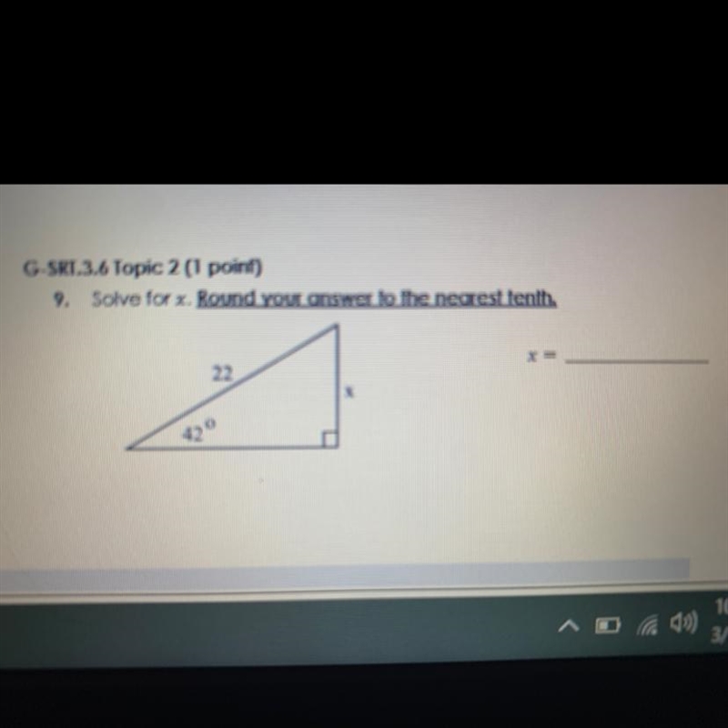 Solve for x. Round your answer to the nearest tenth.-example-1