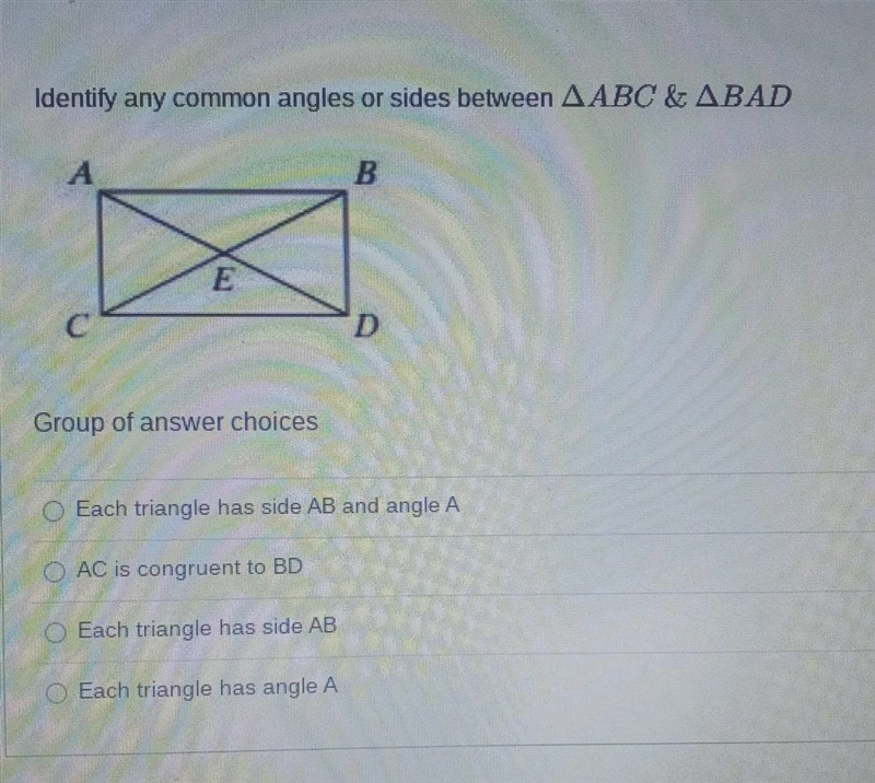 Identify any common angles or sides between ABC & BAD-example-1