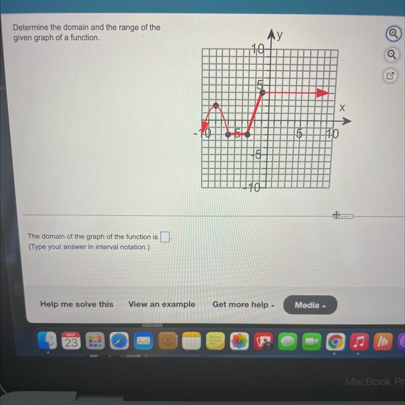 Determine the -domain- and -range- of the graphanswer in interval notation-example-1
