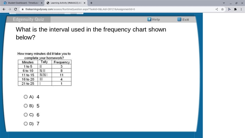 What is the interval used in the frequency chart shown below?-example-1