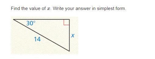 40 points Find the value of x. Write your answer in simplest form. x =-example-1