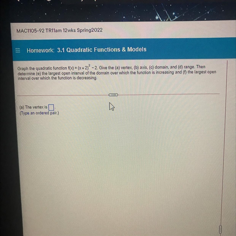 The vertex Is? This is not the full question but the next part will be revealed when-example-1