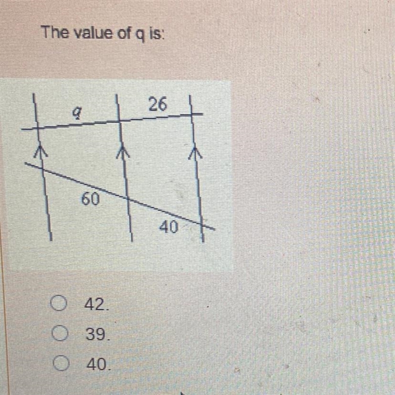 The value of q is: A. 42. B. 39. C. 40.-example-1