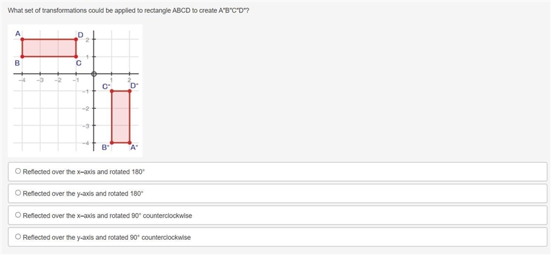 What set of transformations could be applied to rectangle ABCD to create A″B″C″D″?-example-1