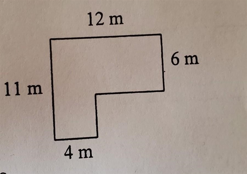 Find the area of the shape. 12 m 6 m 11 m 4 m 3. What is the perimeter of the above-example-1