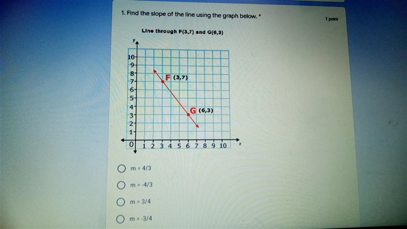 What is the answer to line through f " 3, 7 and g " 6, 3-example-1