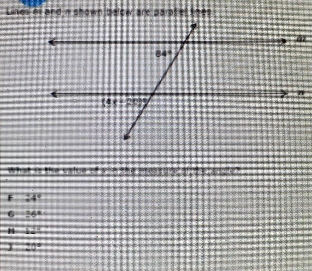 Lines M and N shown below are parallel linesWhat is the valie of x in the measure-example-1