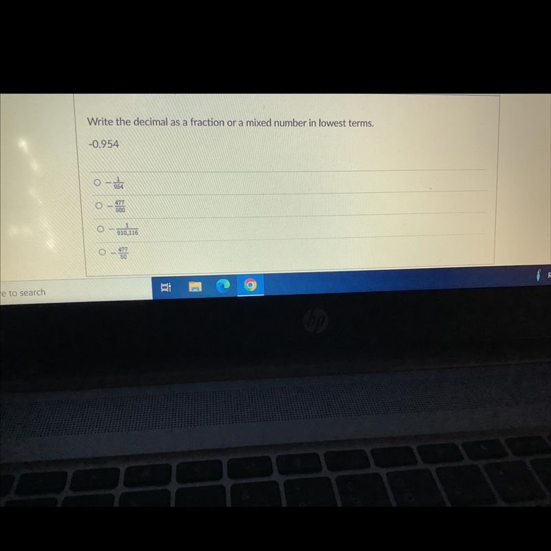 Write the decimal as a fraction or a mixed number in the lowest terms.-0.954-example-1