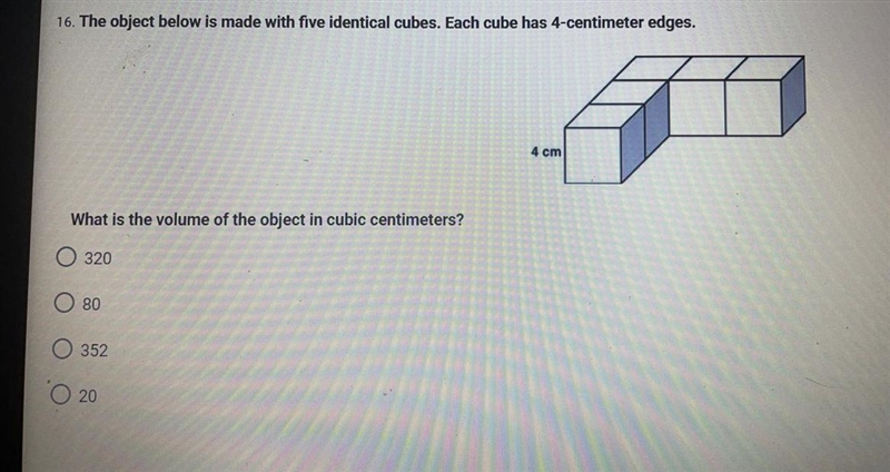 what is the volume of the object in cubic centimeters? i think its 20, but i just-example-1