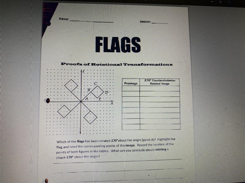 Which one of the flags was rotated 270 degrees about the origin ( Point A) . The rest-example-1