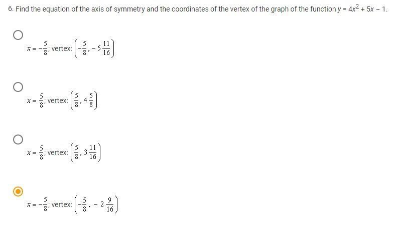 Find the equation of the axis of symmetry and the coordinates of the vertex of the-example-1