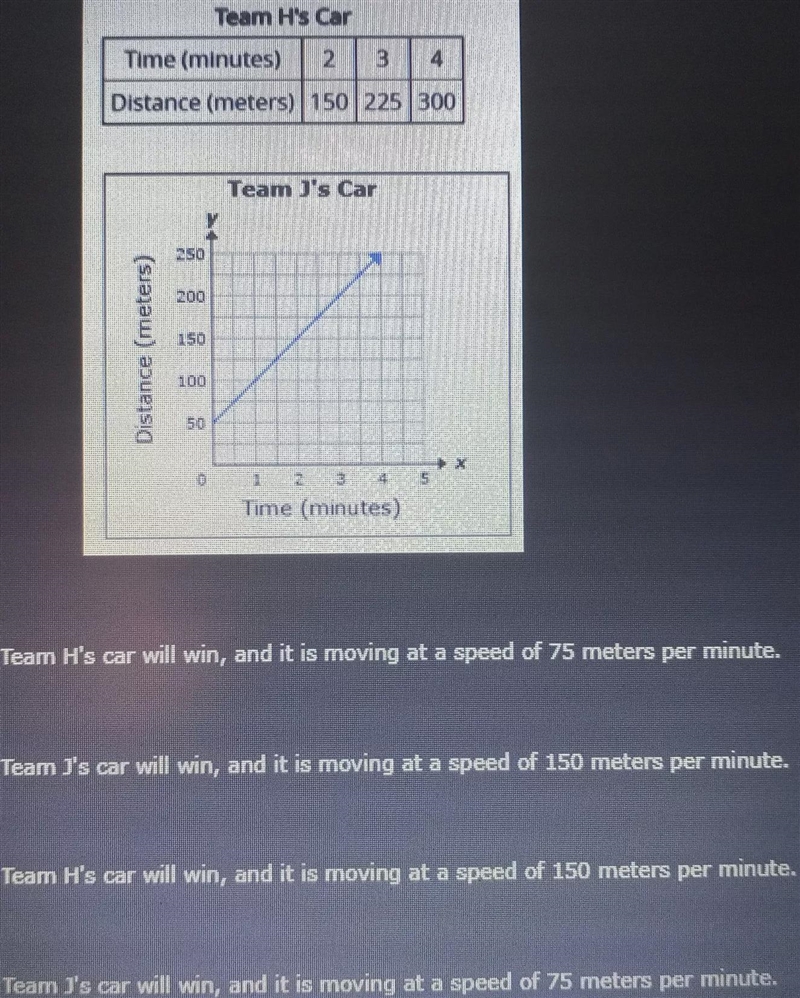 Two teams are competing in the final race at a robotic car competition. The distance-example-1