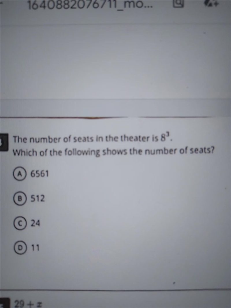 The number of seats in the theater is 8', Which of the following shows the number-example-1