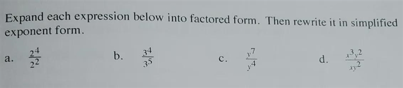 Expand each expression below into factored form. Then rewrite it in simplified exponent-example-1