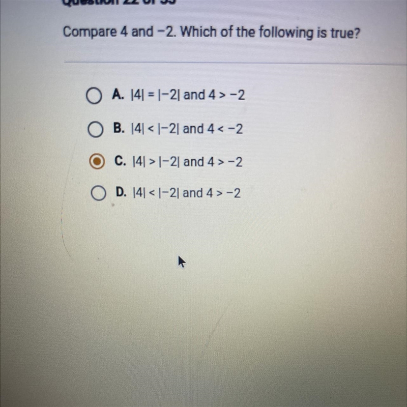 Compare 4 and -2. Which of the following is true?-example-1