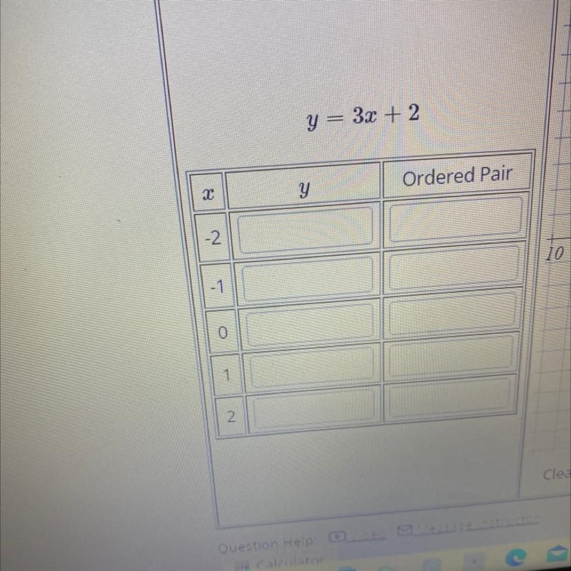 Y=3x+2 X -2 -1 0 1 2-example-1