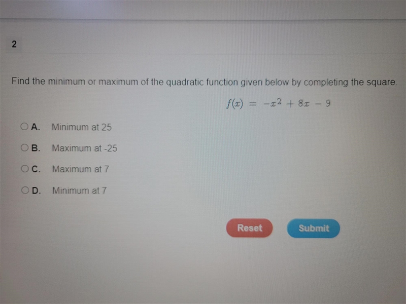 Find the minimum or maximum of the quadratic function given below by completing the-example-1