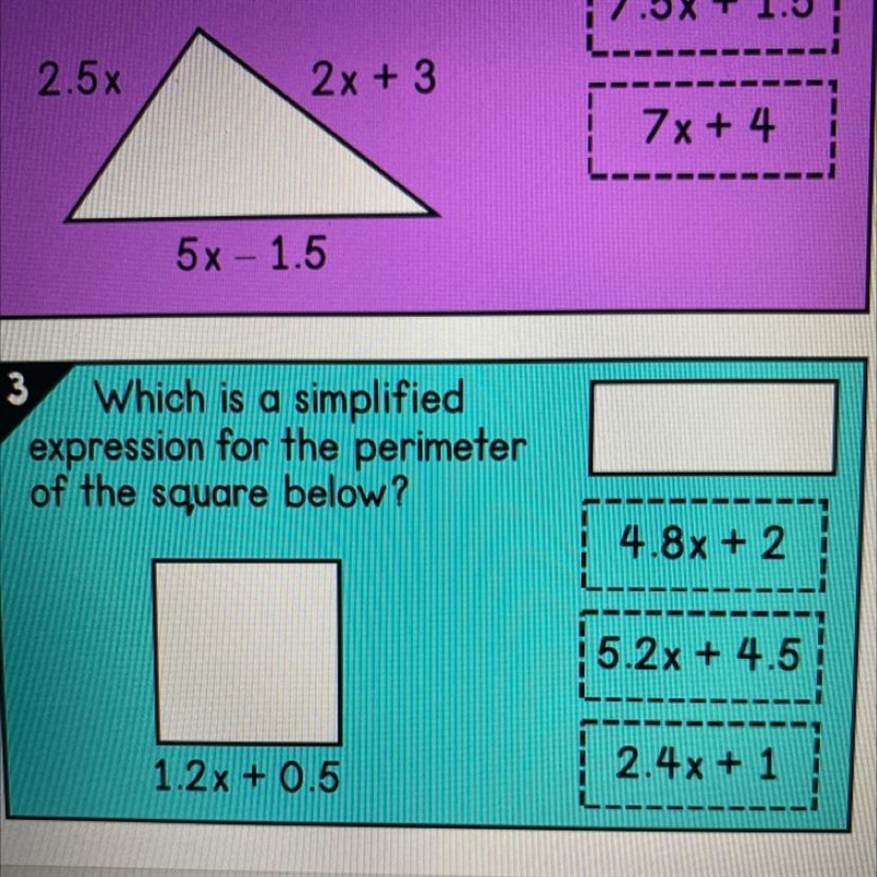 Which is a simplified expression for the perimeter of the square below-example-1