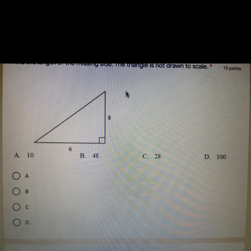 find the lengthof the missing side. The triangle is not drawn to scale. can i have-example-1