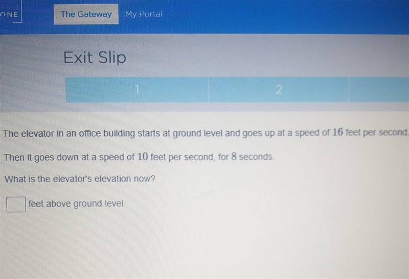 the elevator in an office building starts at ground level and goes up at a speed of-example-1