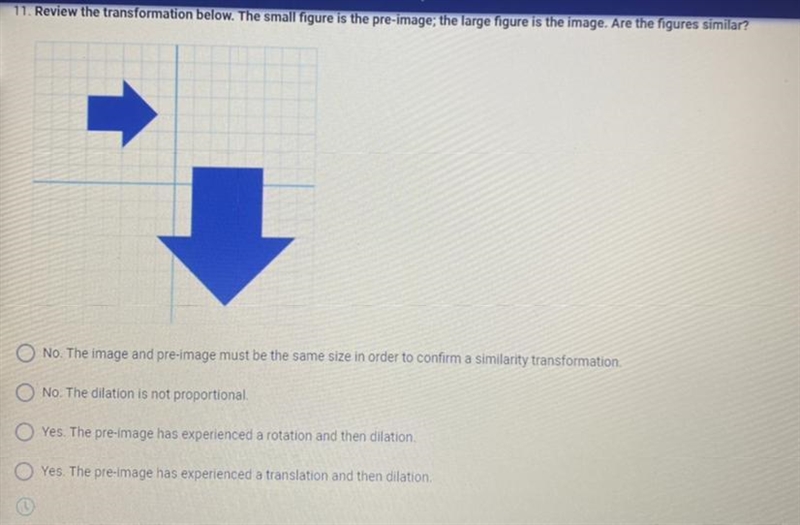 Review the transformation below. The small figure is the pre-image; the large figure-example-1