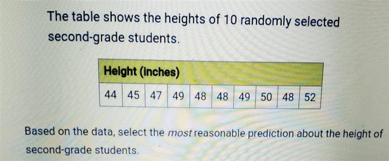 Based on the data, select the most reasonable prediction about the height ofsecond-example-1